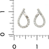 14K White Gold Diamond J Hoop Earrings