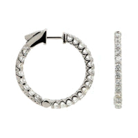 14K White Gold 22MM Inside Out Diamond Hoop Earrings