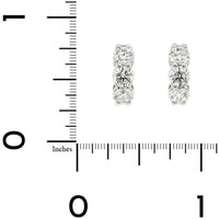 14K White Gold 3 Stone Diamond Huggie Earrings