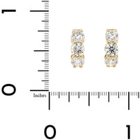 14K Yellow Gold 3 Stone Diamond Huggie Earrings