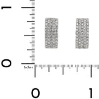 18K White Gold Euro Shaped Pave Diamond Huggie Earrings