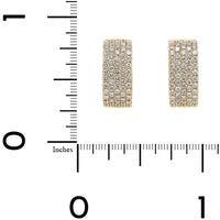 18K Yellow Gold Euro Shaped Pave Diamond Huggie Earrings