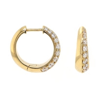 18K Yellow Gold Knife Edged Diamond Huggie Earrings