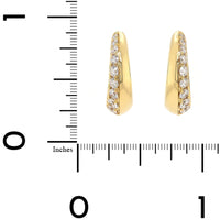 18K Yellow Gold Knife Edged Diamond Huggie Earrings