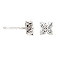 14K White Gold 4 Stone Diamond Cluster Stud Earrings
