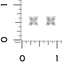 14K White Gold 4 Stone Diamond Cluster Stud Earrings