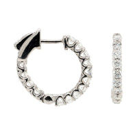 14K White Gold 12.5MM Inside Out Diamond Hoop Earrings