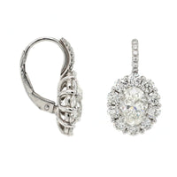 Platinum Oval Diamond Drop Earrings