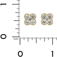 14K Yellow Gold Quad Diamond Cluster Stud Earrings