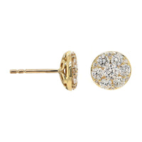 14K Yellow Gold Diamond Cluster Stud Earrings