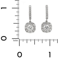 14K White Gold 1CTW Cluster Diamond Huggie Drop Earrings