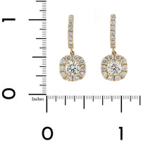 14K Yellow Gold 1CTW Cluster Diamond Huggie Drop Earrings
