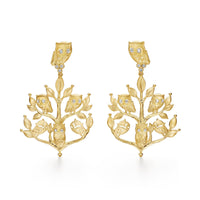 Temple St. Clair 18K Yellow Gold Diamond Owl Chandelier Style Drop Earrings