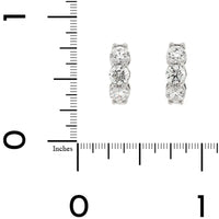 18K White Gold 3 Stone 1.50CTW Diamond Huggie Earrings