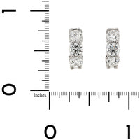 18K White Gold 3 Stone 1.90CTW Diamond Huggie Earrings