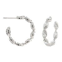18K White Gold Marquise Shaped Diamond Hoop Earrings