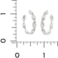 18K White Gold Marquise Shaped Diamond Hoop Earrings