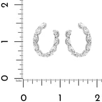 18K White Gold Oval Shaped Diamond Hoop Earrings