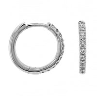 18K White Gold Inside Out .5" Diamond Round Shaped Hoop Earrings