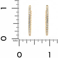 18K Yellow Gold Inside Out 1" Diamond Oval Shaped Hoop Earrings