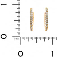 18K Yellow Gold Inside Out .75" Diamond Round Shaped Hoop Earrings