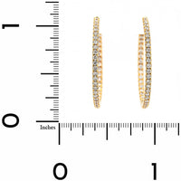 18K Yellow Gold Inside Out 1" Diamond Round Shaped Hoop Earrings