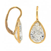18K Yellow Gold Pear Shaped Diamond Dangle Earrings