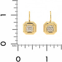 18K Yellow Gold Asscher Cut Diamond Dangle Earrings