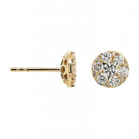 14K Yellow Gold Diamond Cluster Stud Earrings