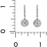 14K White Gold 1CTW Cluster Diamond Huggie Drop Earrings