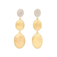 Marco Bicego 18K Yellow and White Gold Siviglia Pave Diamond Triple Bean Drop Earrings