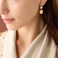Marco Bicego 18K Yellow and White Gold Siviglia Pave Diamond Triple Bean Drop Earrings