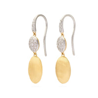 Marco Bicego 18K Yellow and White Gold Siviglia Double Drop Pave Diamond Bean Drop Earrings