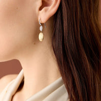 Marco Bicego 18K Yellow and White Gold Siviglia Double Drop Pave Diamond Bean Drop Earrings
