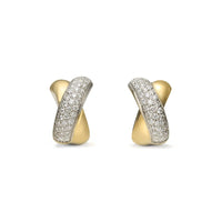 Leo Pizzo 18K Yellow and White Gold Diamond X Huggie Earrings