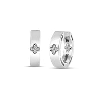 Roberto Coin 18K White Gold Love In Verona Narrow Diamond Accented Hoop Earrings