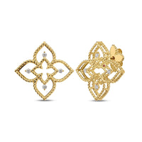 Roberto Coin 18K Yellow Gold Princess Flower Diamond Earrings