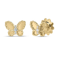 Roberto Coin 18K Yellow Gold Jasmine Small Butterfly Diamond Stud Earrings