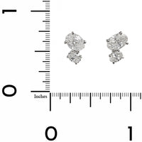 18K White Gold 2 Stone Oval Diamond Stud Earrings