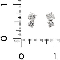 18K White Gold 2 Stone Round Diamond Stud Earrings