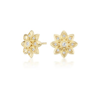 Sorellina 18K Yellow Gold Mini Diamond Flower Stud Earrings