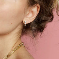 Sorellina 18K Yellow Gold Round and Pear Shaped Diamond Huggie Earrings