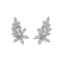 Leo Pizzo 18K White Gold Diamond Flower Spray Stud Earrings