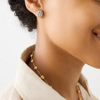 Marco Bicego Africa Alta 18K Yellow and White Gold Diamond Bead Stud Earrings