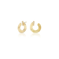 Sorellina 18K Yellow Gold Mini Record Diamond Crescent Earrings