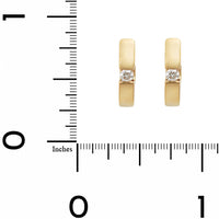 14K Yellow Gold Square Edge Solitaire Diamond Huggie Earrings