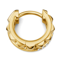 Petite Pavé Two Row Hoop Earrings 18K Yellow Gold with Diamonds, 11.2mm