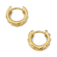 Petite Pavé Two Row Hoop Earrings 18K Yellow Gold with Diamonds, 11.2mm