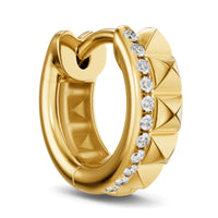 Petite Pavé Two Row Hoop Earrings 18K Yellow Gold with Diamonds, 11.2mm