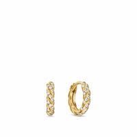 Petite Pavé Hoop Earrings 18K Yellow Gold with Diamonds, 10mm